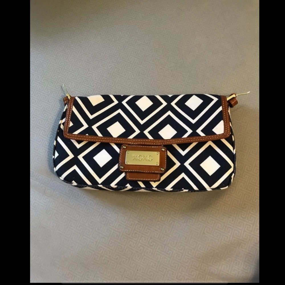 Navy and white purse/clutch